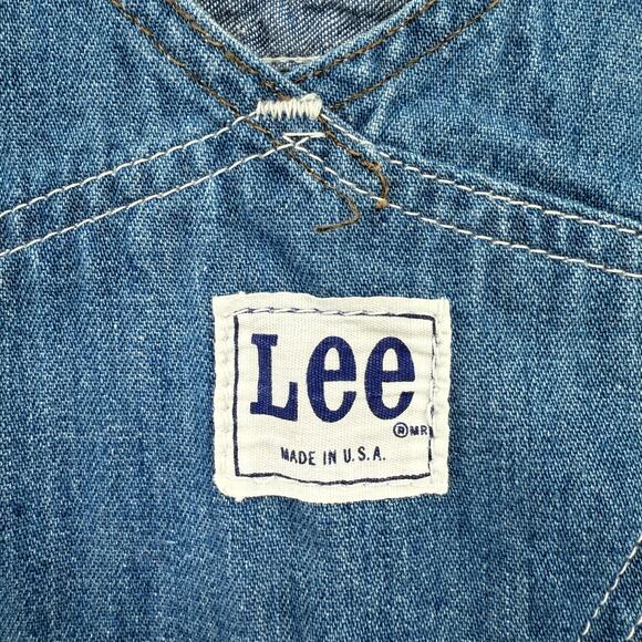 Vintage 70s LEE Denim Overalls Workwear Carpenter Bibs Made In the USA 32Wx33L - Picture 5 of 12